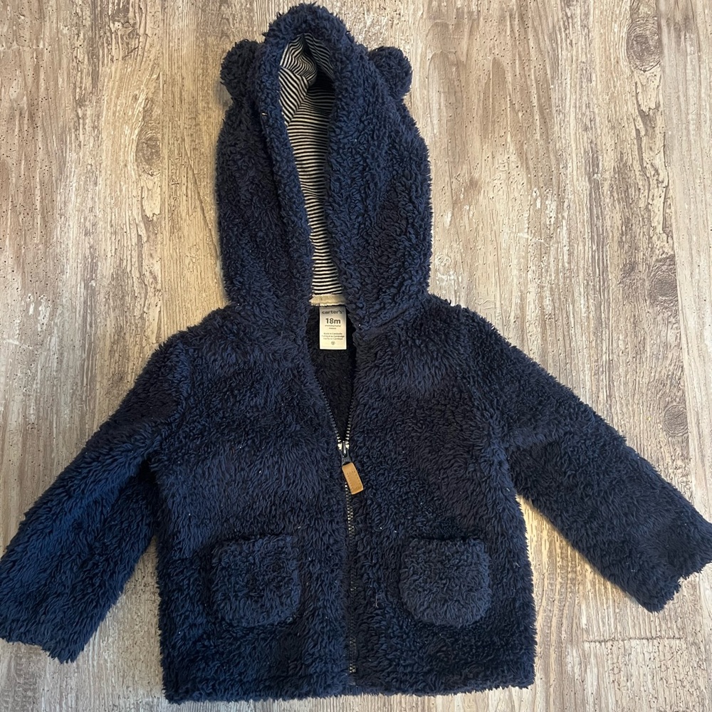 18 month toddler fleece jacket with bear ears